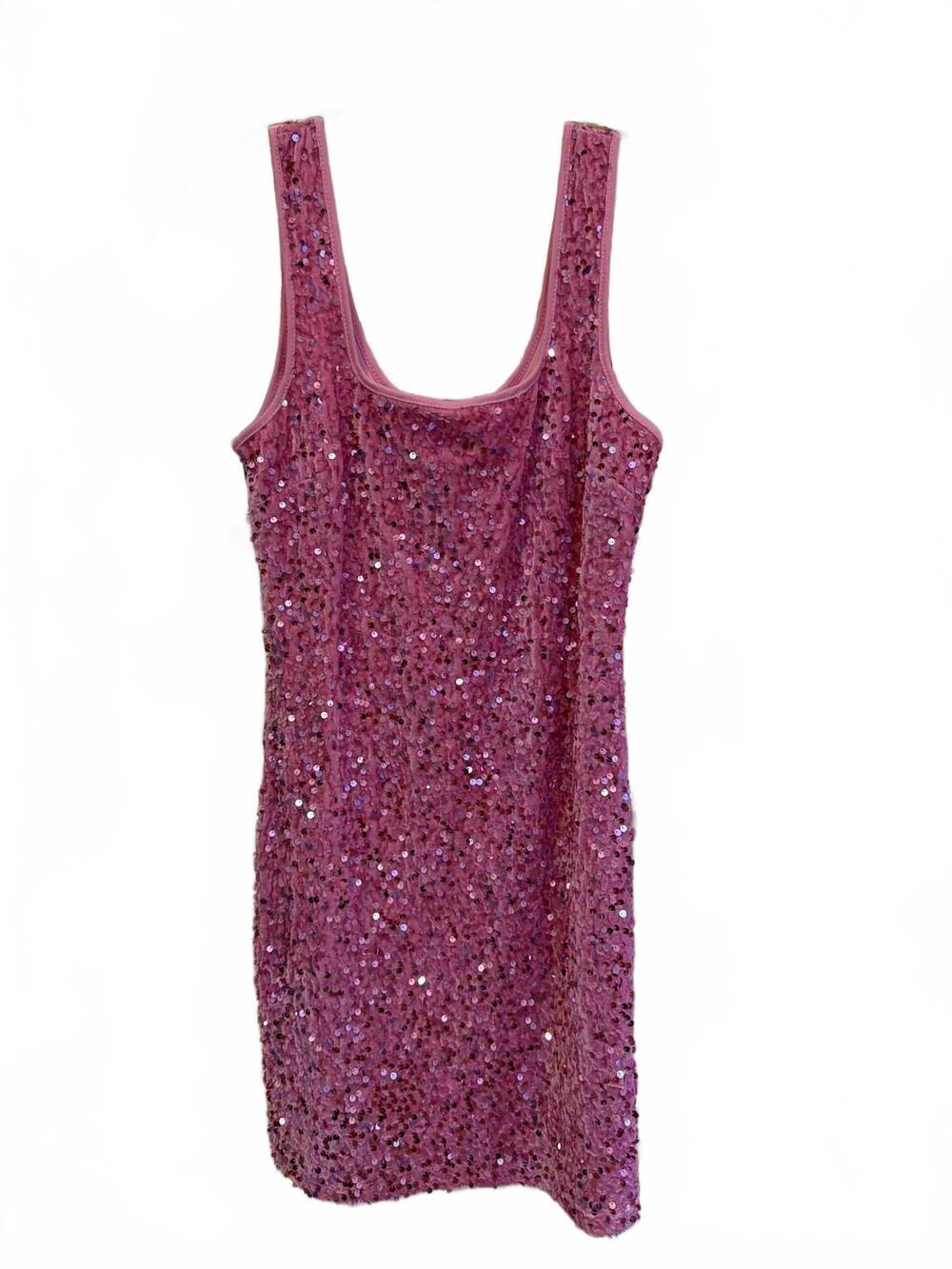 NEW IDEM DITTO women's sparkly velvet sequin bodycon mini dress in bubble gum